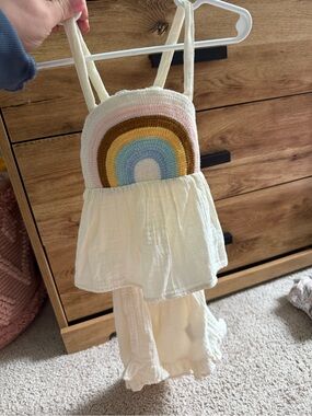 Old Navy Cream Rainbow Knit Top and Shorts Set Toddler